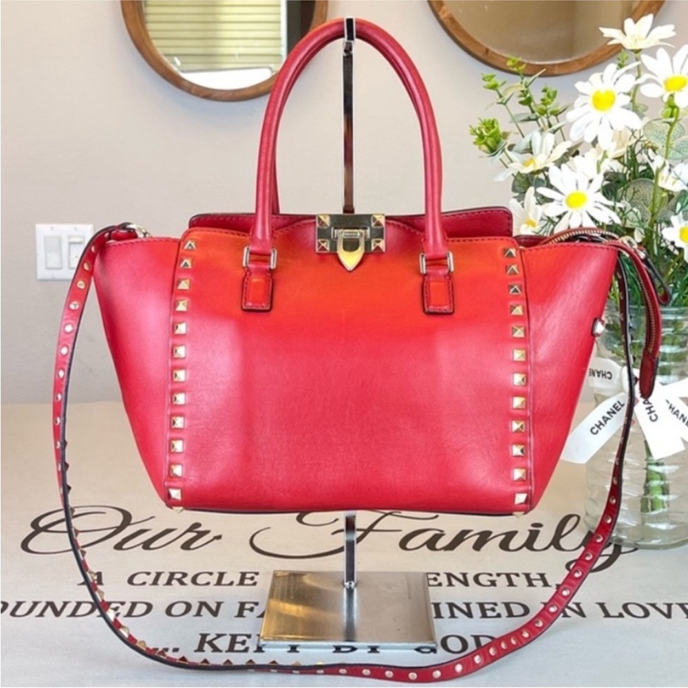 Valentino Garavani RockStud Red Leather Shoulder Bag or Crossbody